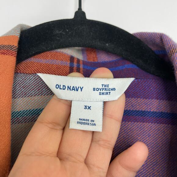 Old Navy The Boyfriend Shirt multi-color plaid flannel shirt women's 3X - Picture 7 of 11
